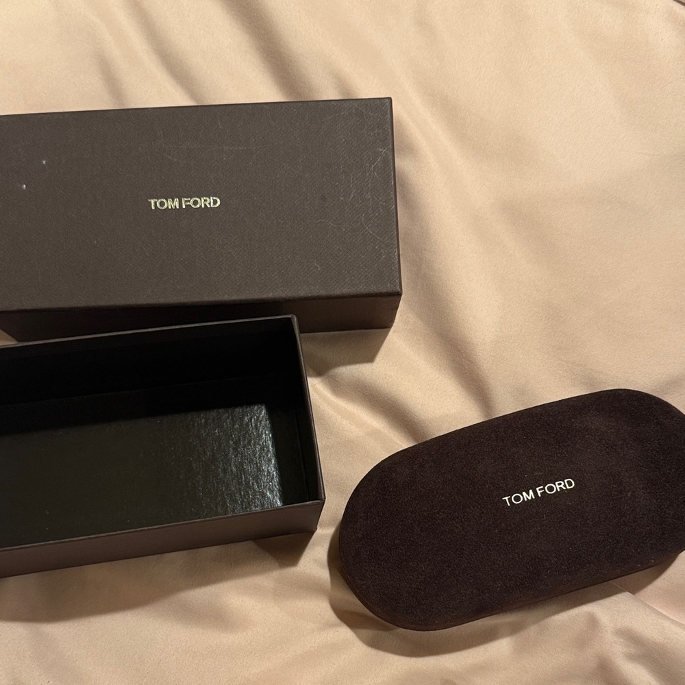Tom Ford Brown Suede Eyewear Case with Logo